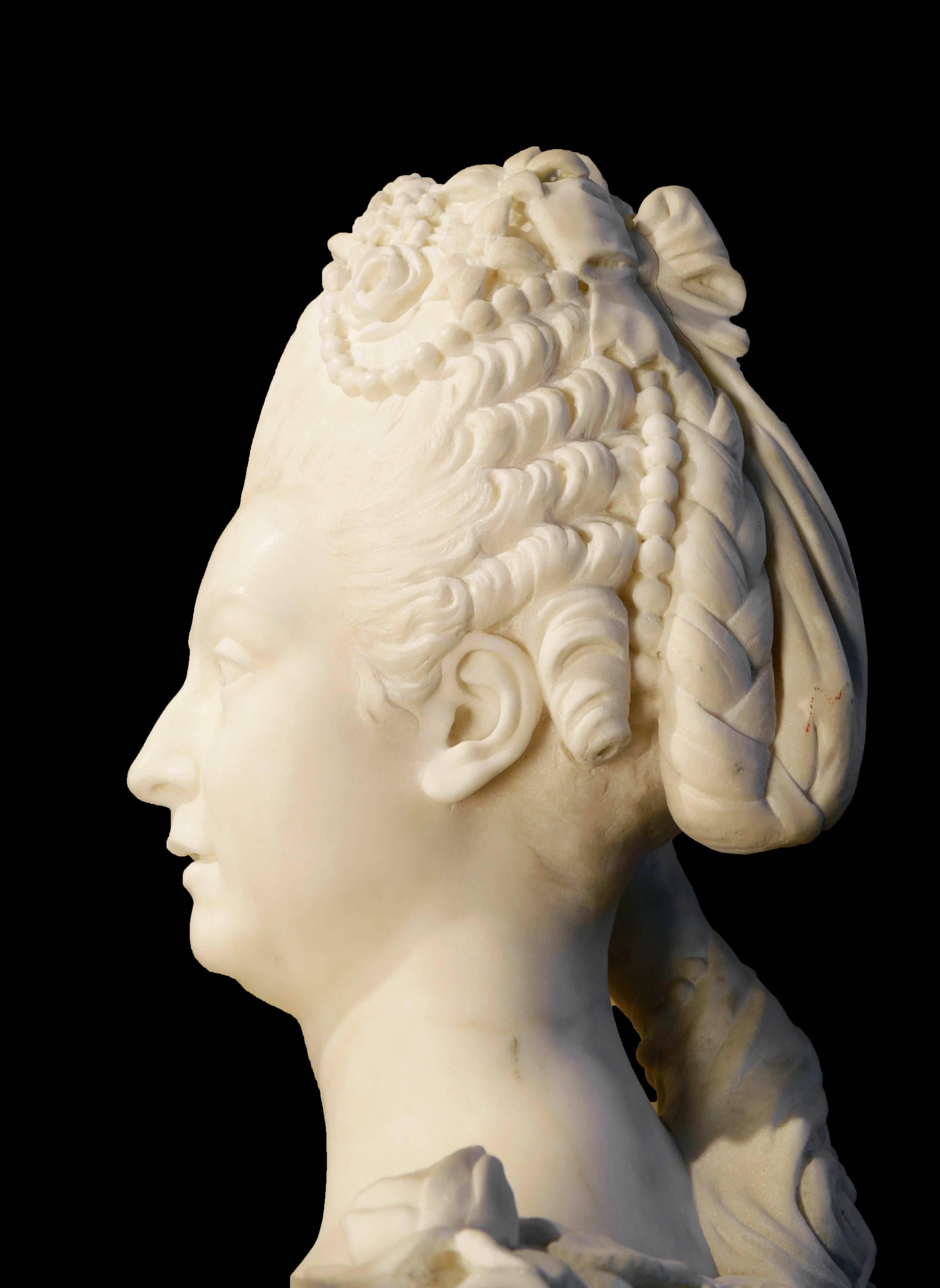 Portrait Bust of Marie Antoinette - Baroque Sculpture by Louis-Simon Boizot
