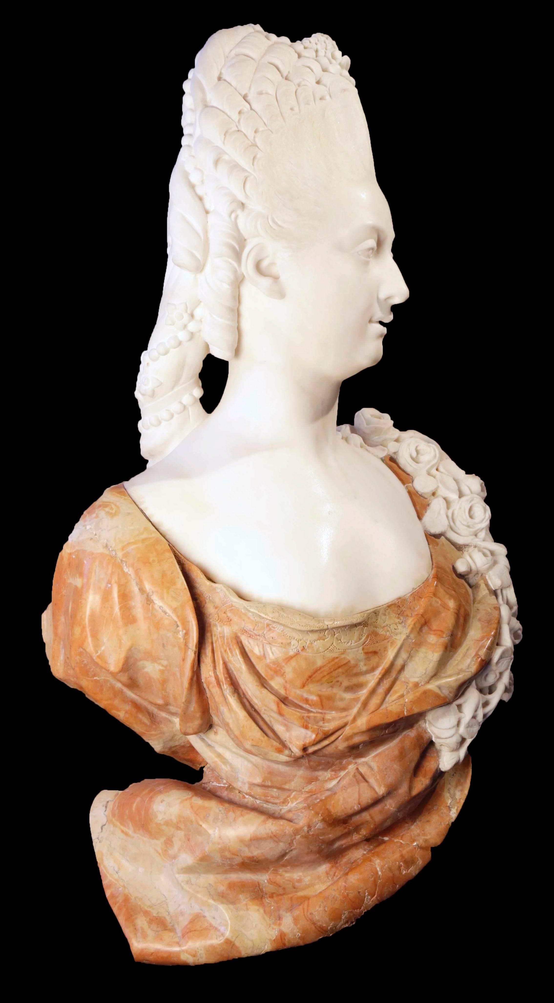 Louis-Simon Boizot Figurative Sculpture - Portrait Bust of Marie Antoinette