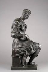 French or Italian Bronze figure of Giuliano de Medici after Michelangelo