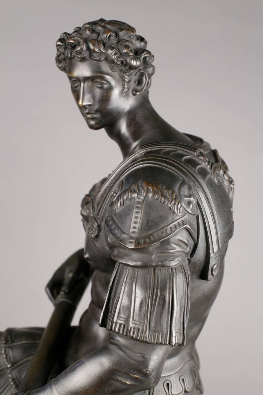 French or Italian Bronze figure of Giuliano de Medici after Michelangelo - Renaissance Sculpture by Michelangelo Buonarroti