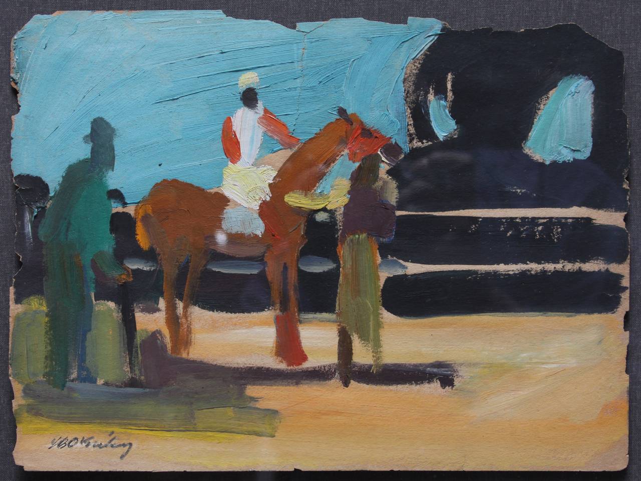 Joseph Benjamin O'Sickey Animal Painting - Race Horse and Groom