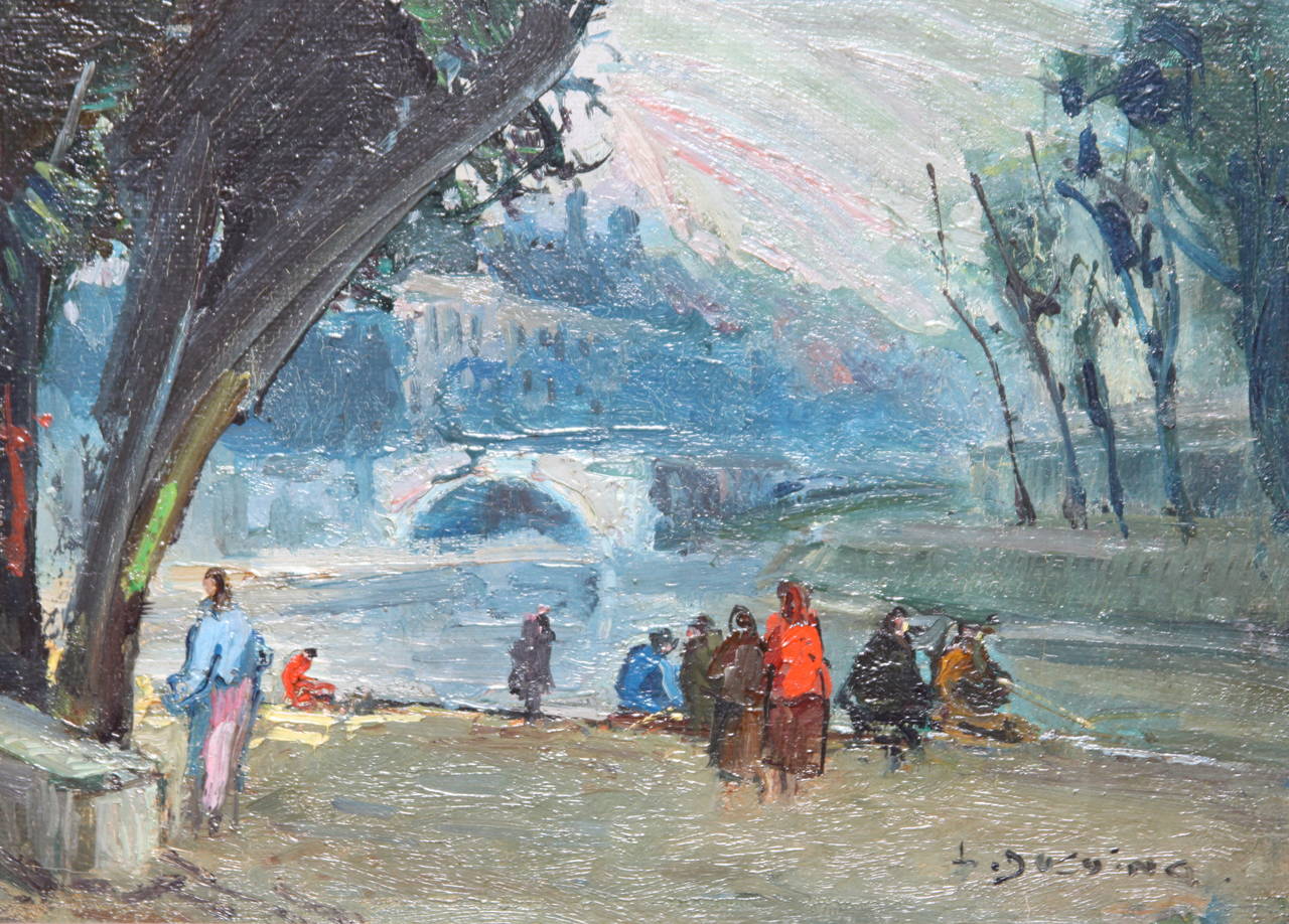 Figurative Painting Lucien Ducuing - Paris, Les Quais