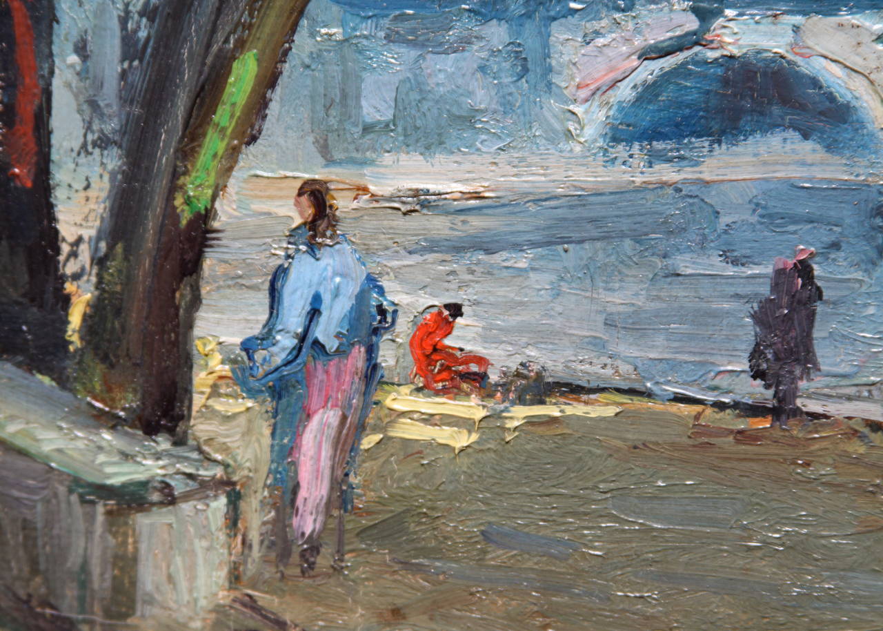 Huile sur panneau

Signé en bas à droite

9 1/2 in. h. x 13 in. l., encadré