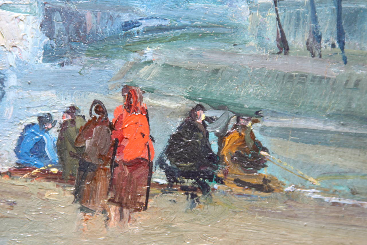 Paris, Les Quais - Post-impressionnisme Painting par Lucien Ducuing