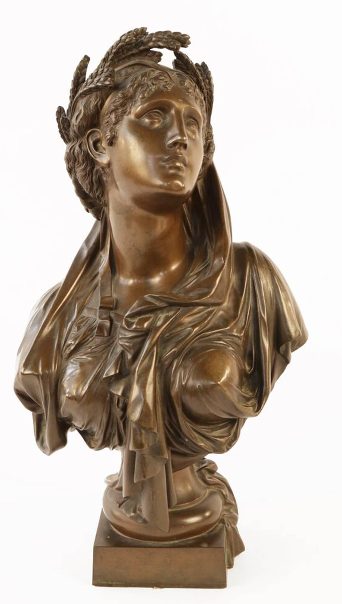 Unknown Figurative Sculpture - Bronze Bust of Ceres