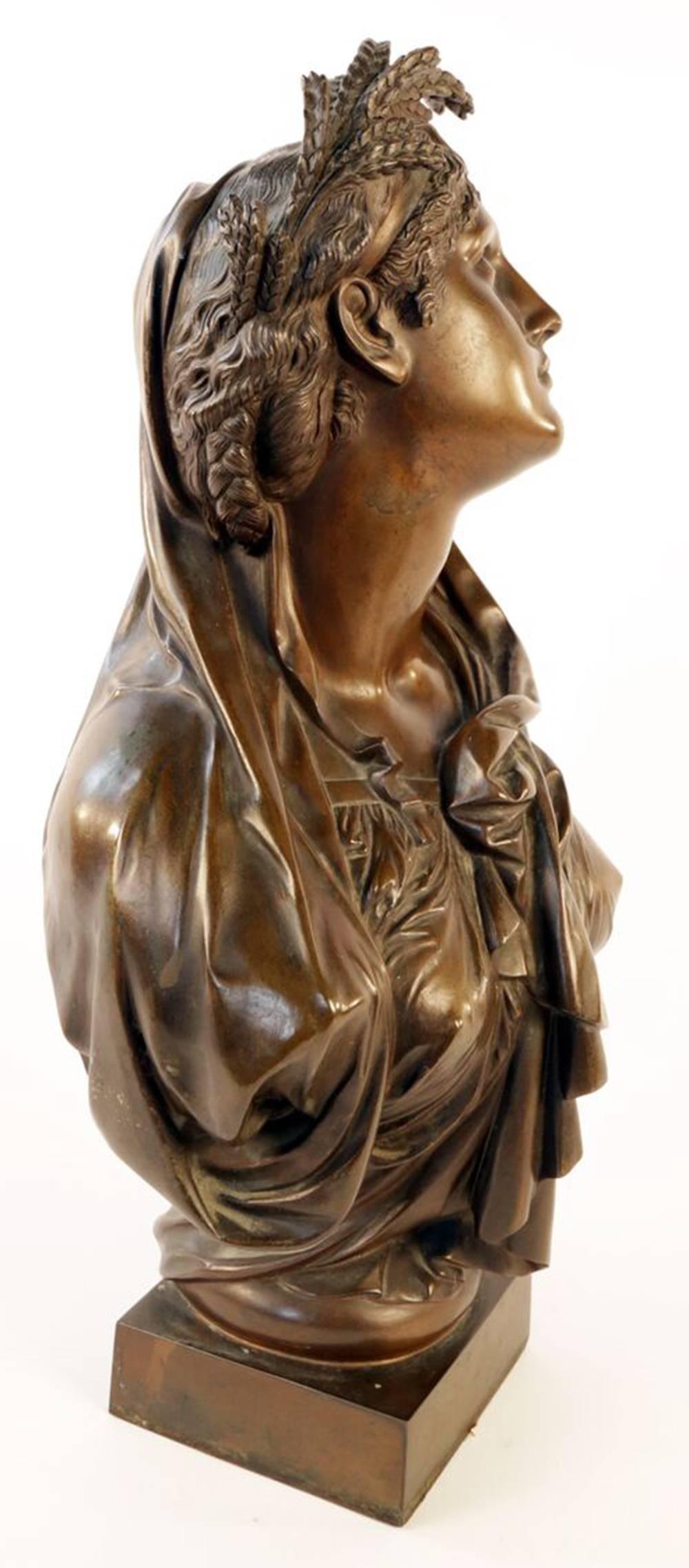 Bronze Bust of Ceres - Gold Figurative Sculpture by Unknown