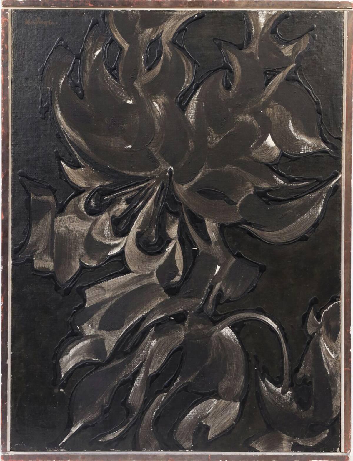 Clarence Van Duzer (American 1920-2009)
Gloriosa, c.1957
oil on canvas
signed upper left
framed

24 in. h. x 19 in. w.