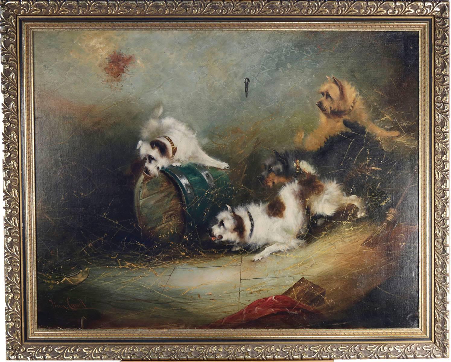 Terriers and Caged Rat, a pair of paintings For Sale 6