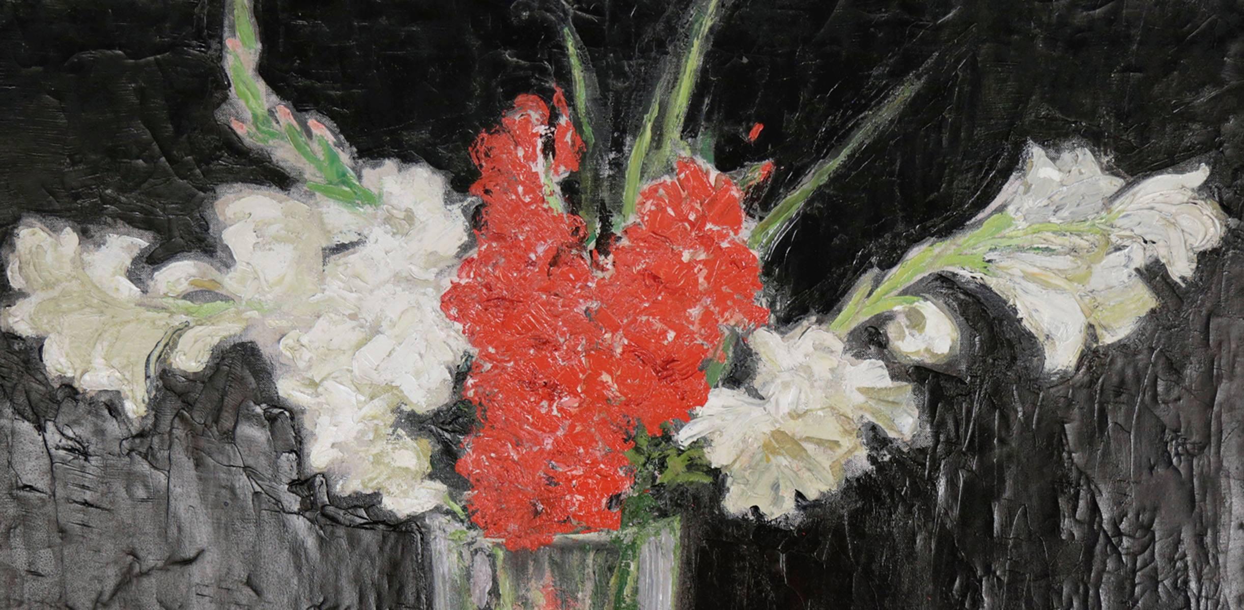 Still Life with Gladiolas - Painting by Maurice Logan