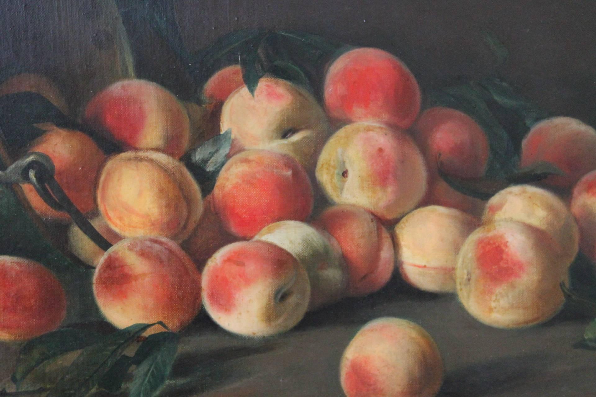 Peaches - Brown Still-Life Painting by Adam Lehr