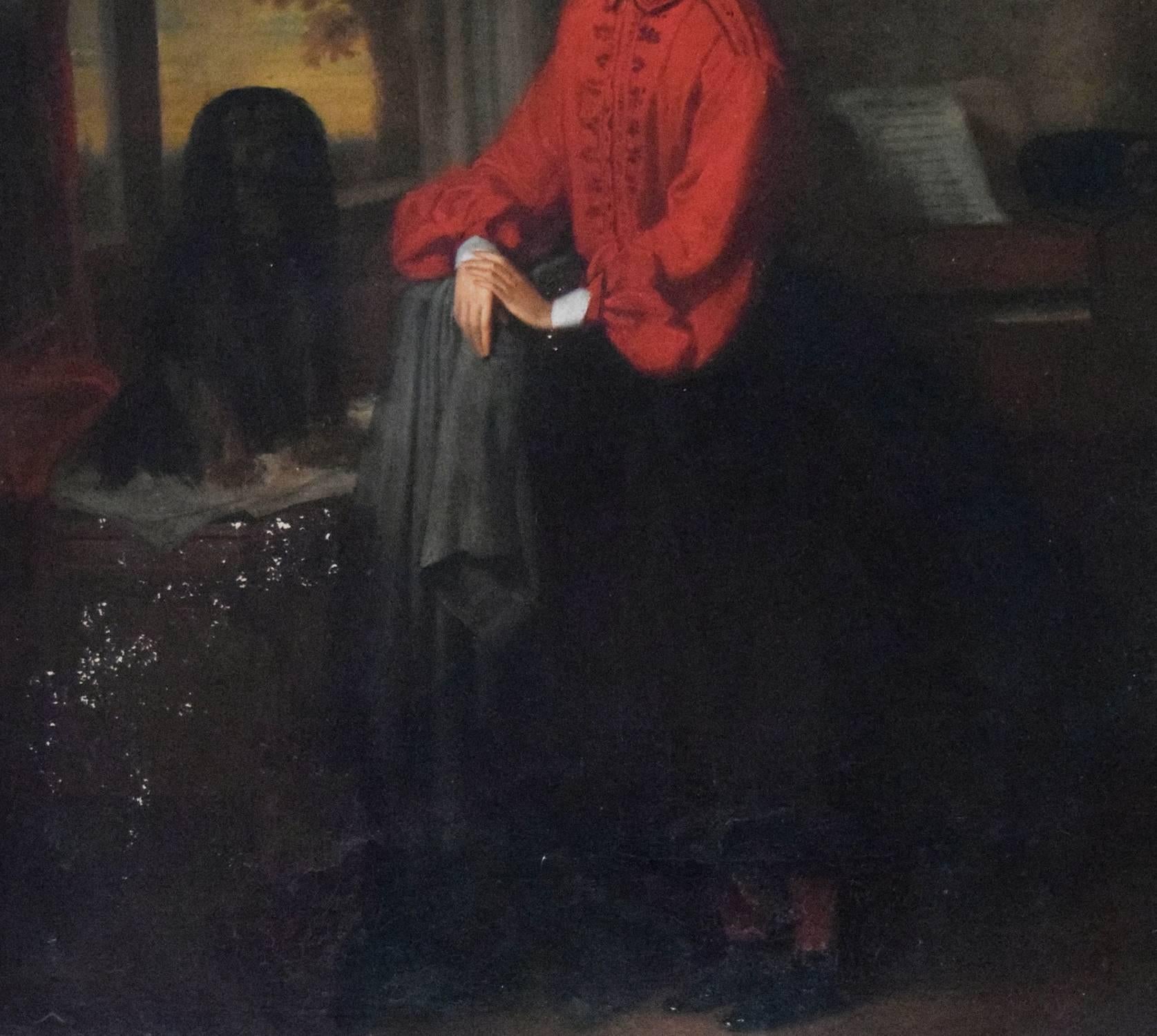 Portrait of Agnes Constantia Johnston and Her Dog Duke  - Realist Painting by Louis Werner