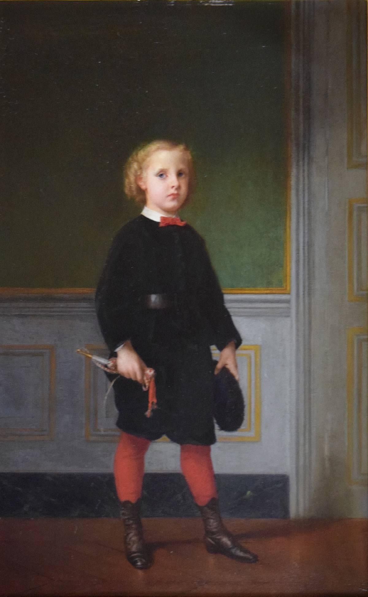 Portrait of a Young Boy - Painting by Tony Robert-Fleury