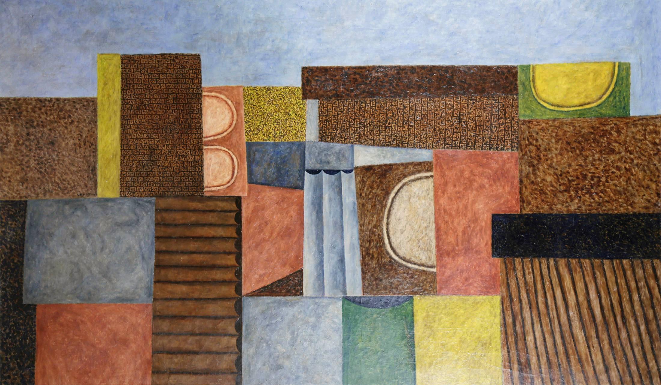 The City, 1963 - Brown Abstract Painting by Joseph Glasco