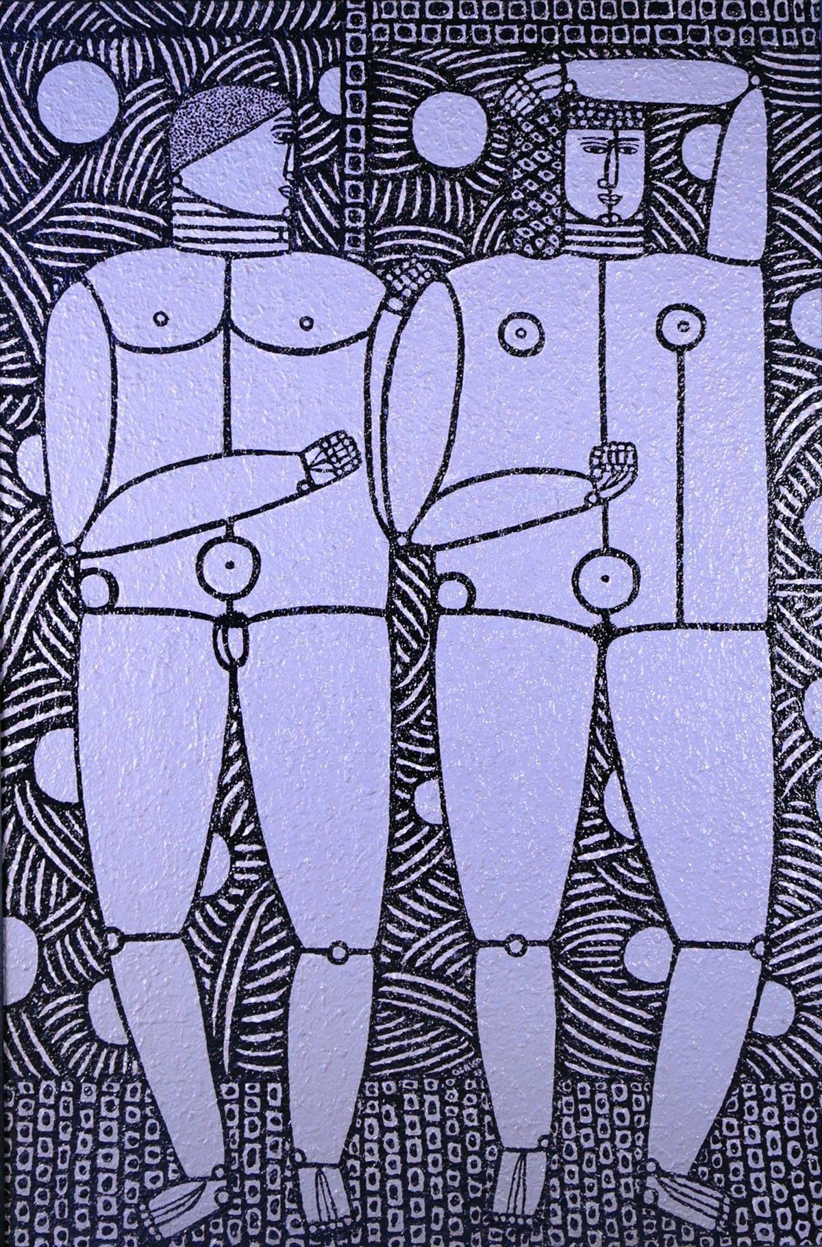 Two Figures, 1973 - Painting by Joseph Glasco