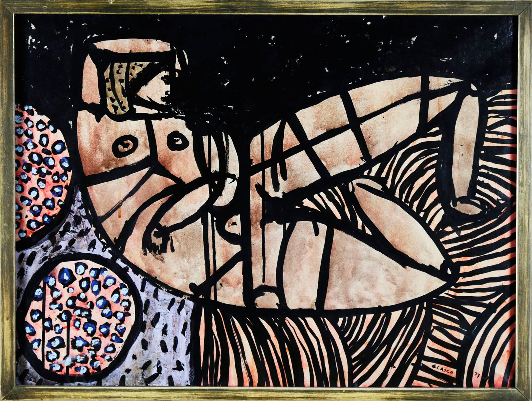 Reclining Nude, 1973 - Black Figurative Painting by Joseph Glasco
