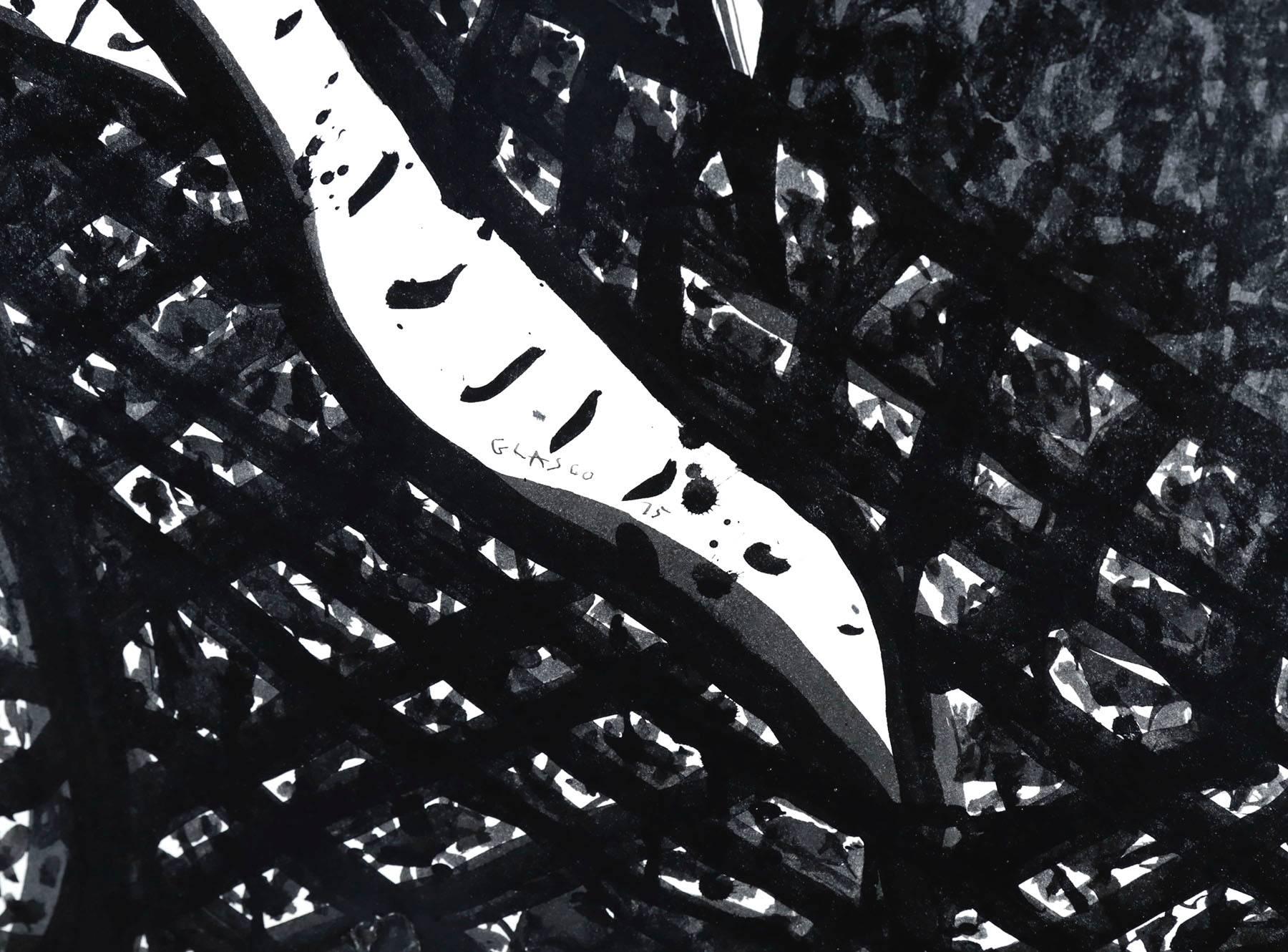 Still Life, Plant on Table, 1975 - Black Still-Life Painting by Joseph Glasco