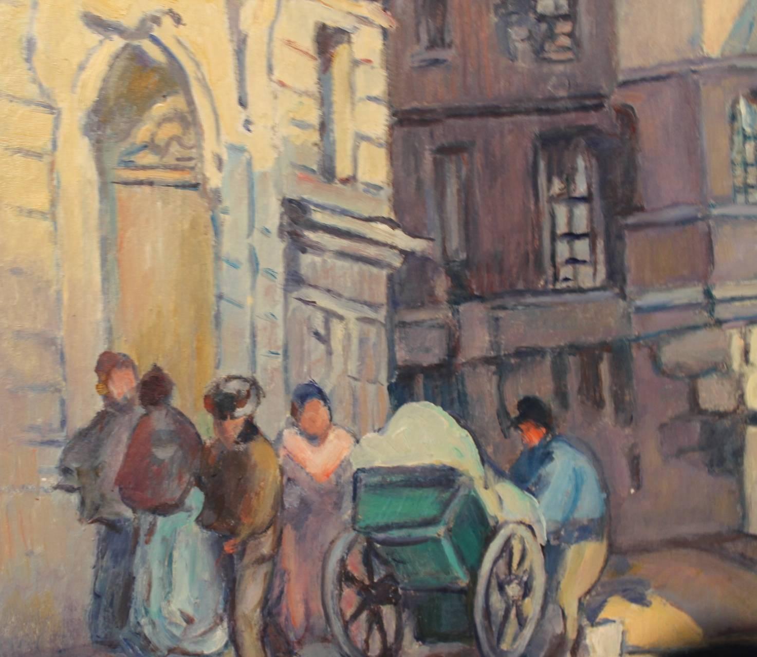 Rue Ecole de Medecine, Paris - Post-Impressionist Painting by Abel Warshawsky