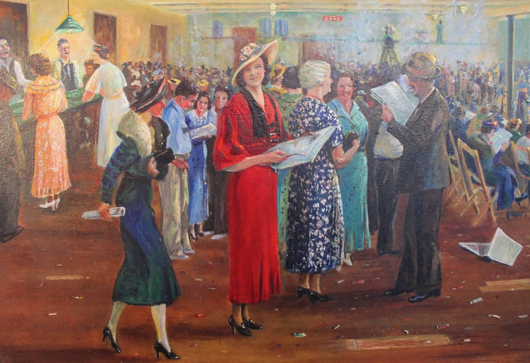 With The Bookies - Brown Figurative Painting by Arthur Horsfall