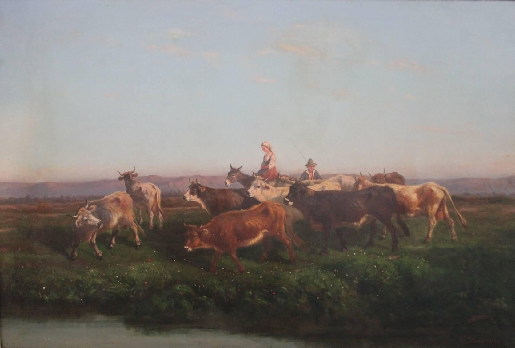 C.Giacomucci Animal Painting - Rustic Cowherds