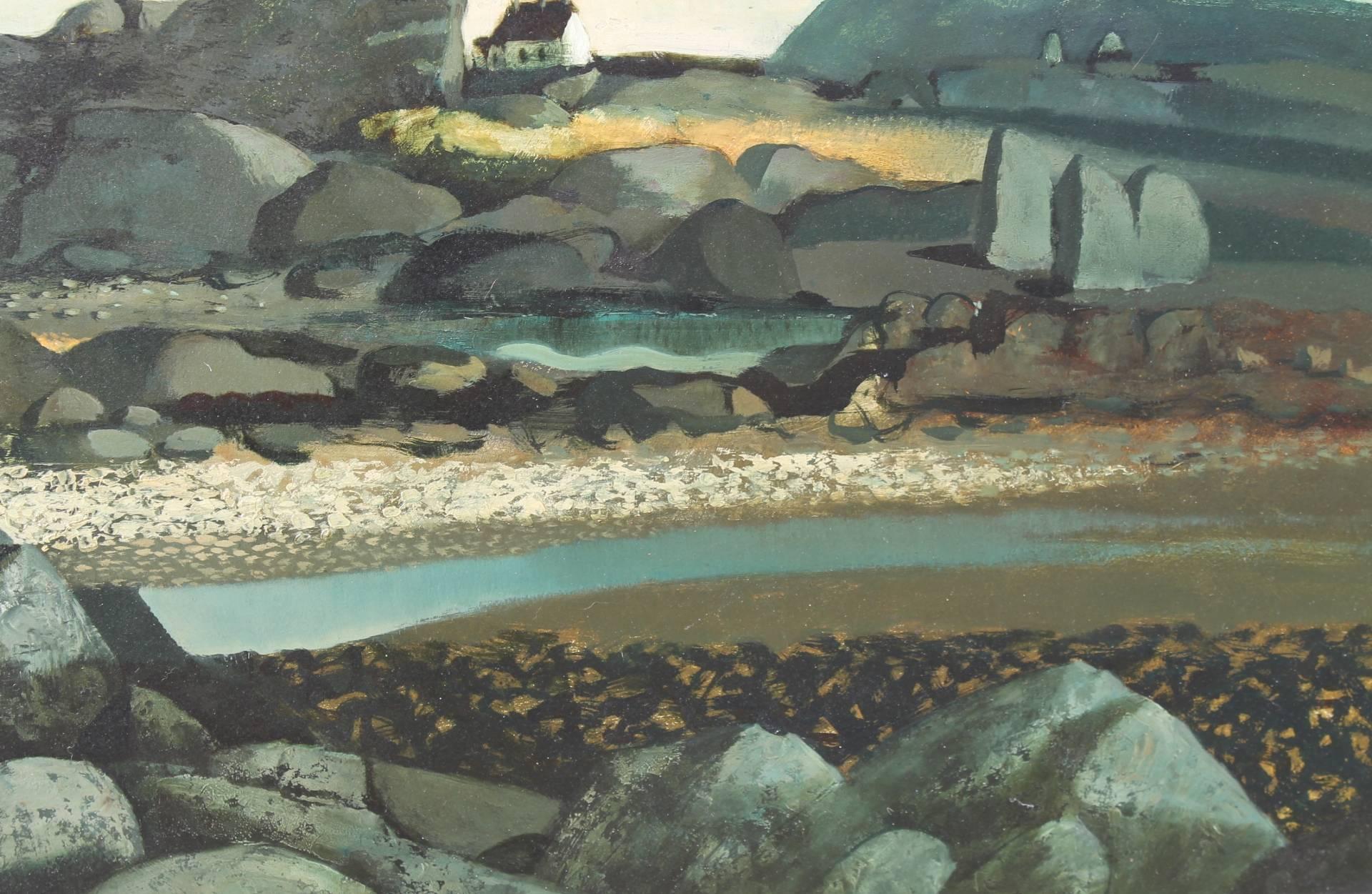 Irish Coastal Landscape - Gray Landscape Painting by Daniel O'Neill