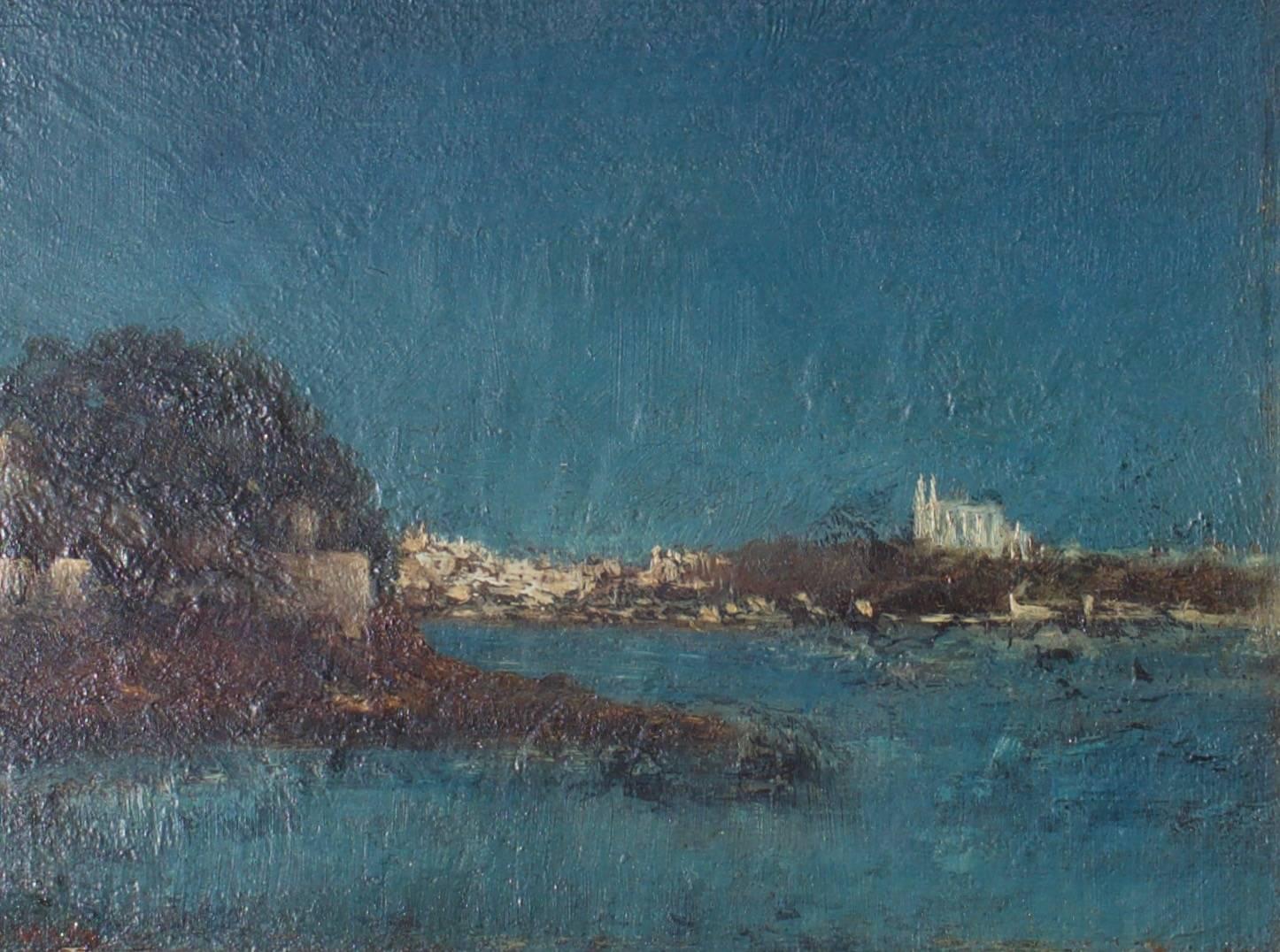 Unknown Landscape Painting - Mallorca with Catedral Santa Maria de Palma