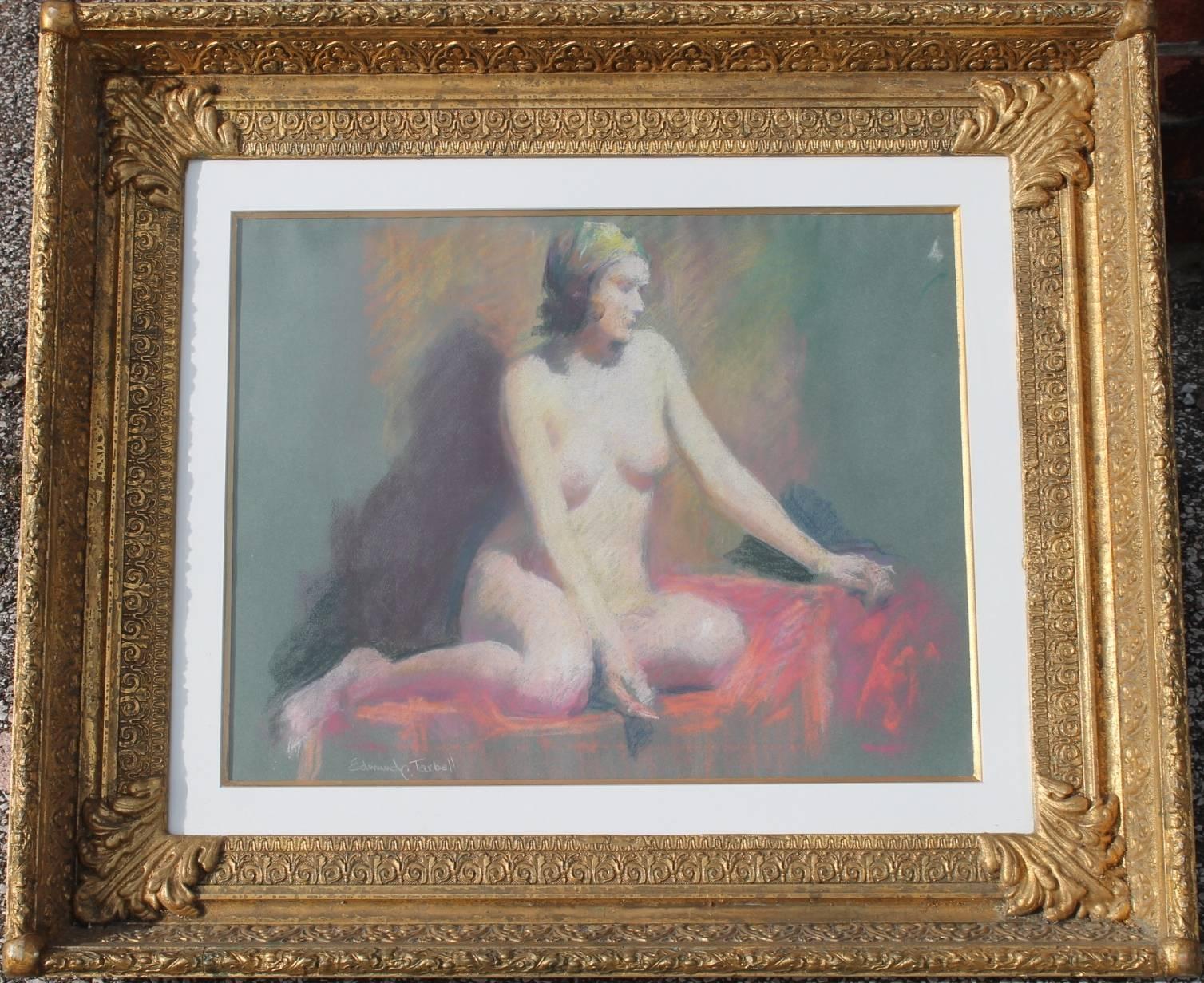 Seated Nude with Turban - American Impressionist Art by Edmund Charles Tarbell