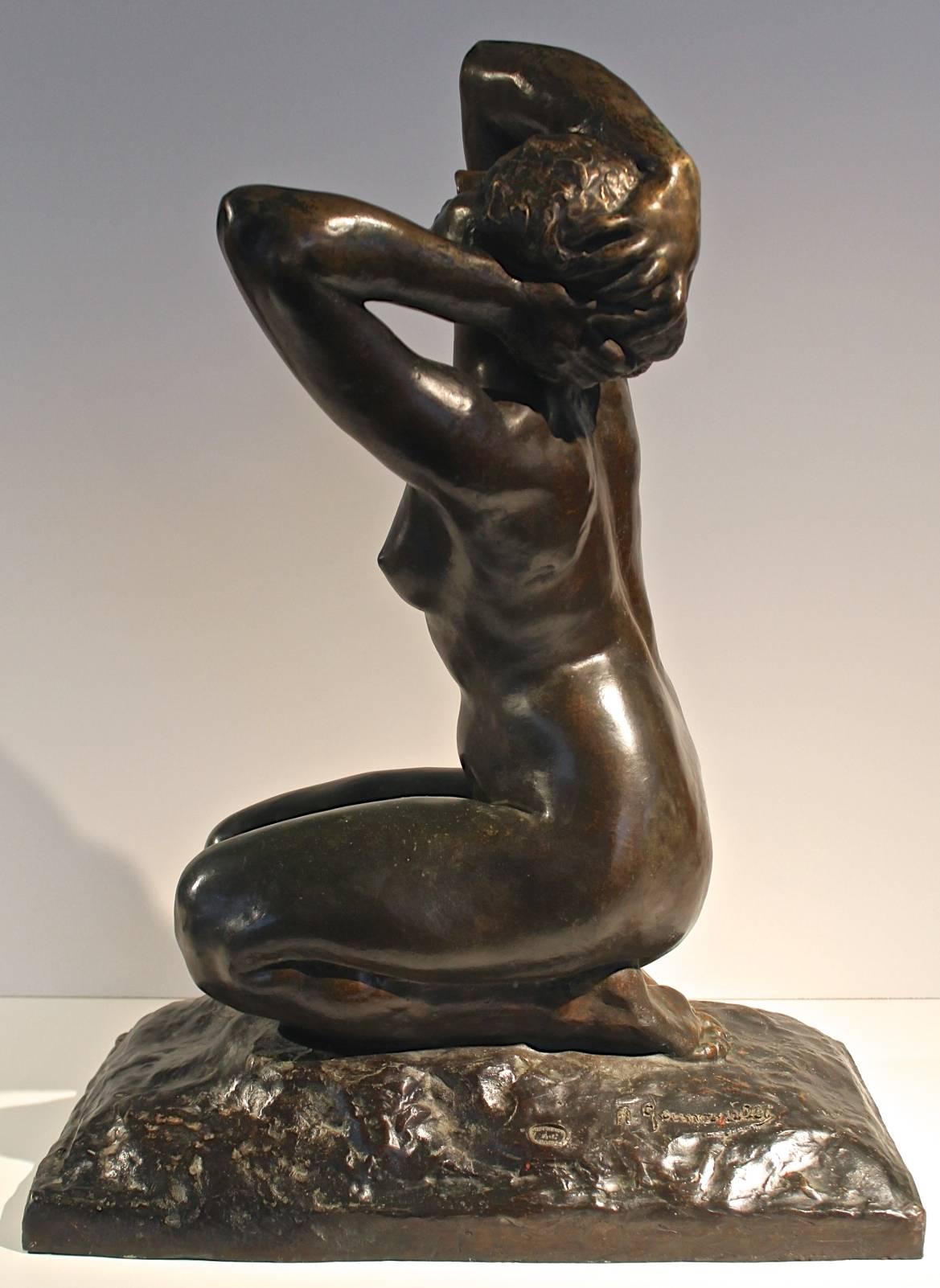 Ecstasy - Gold Nude Sculpture by Amadeo Gennarelli