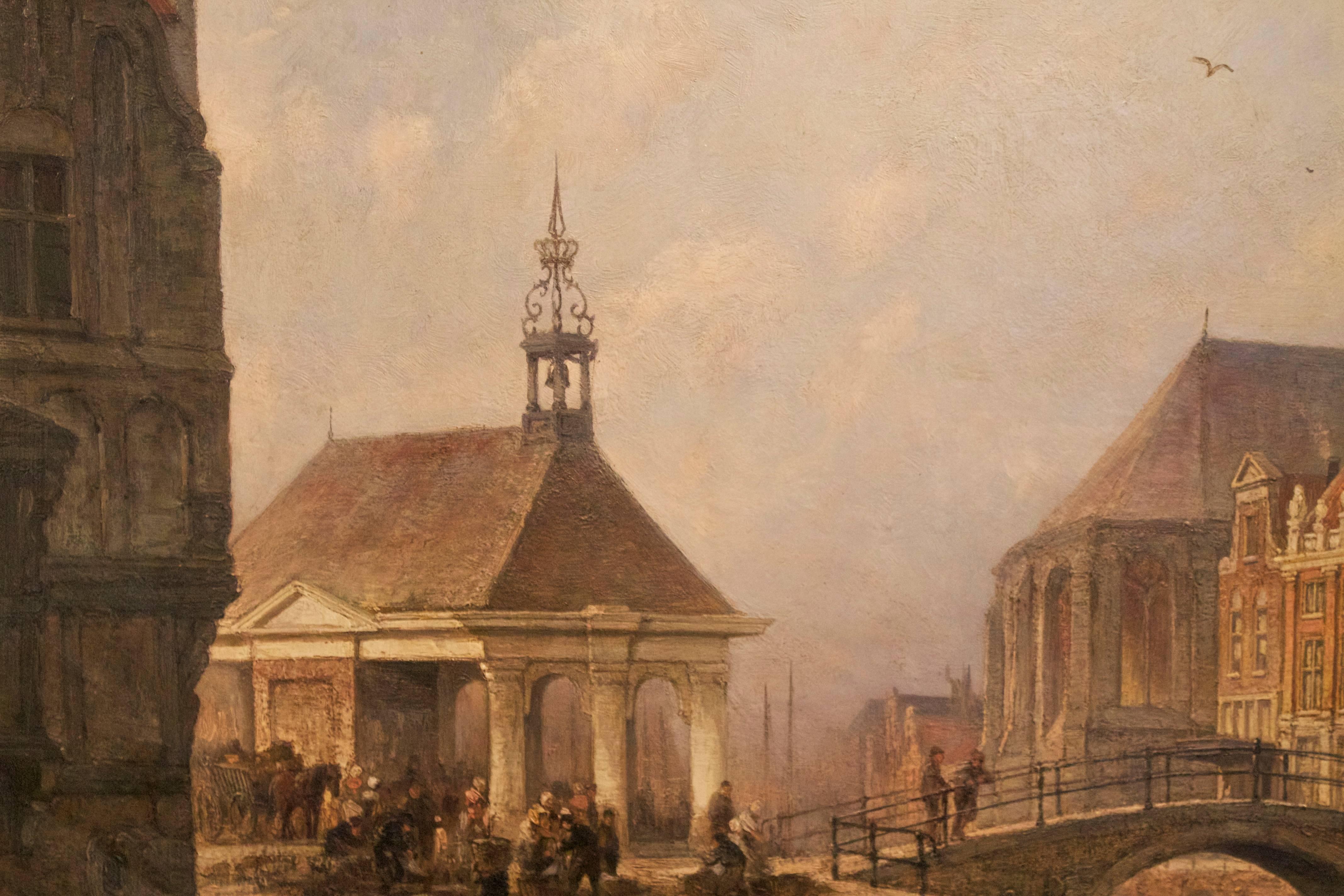 View of Groningen - Realist Painting by Cornelis Christiaan Dommelshuizen