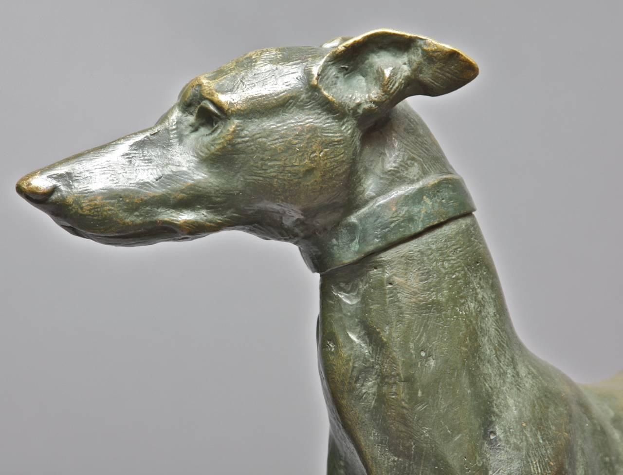Two Whippets - Gold Figurative Sculpture by Giacomo Merculiano