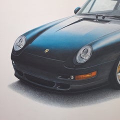 Porsche 993. Contemporary figurative acrylic painting, Realistic car, Polish art