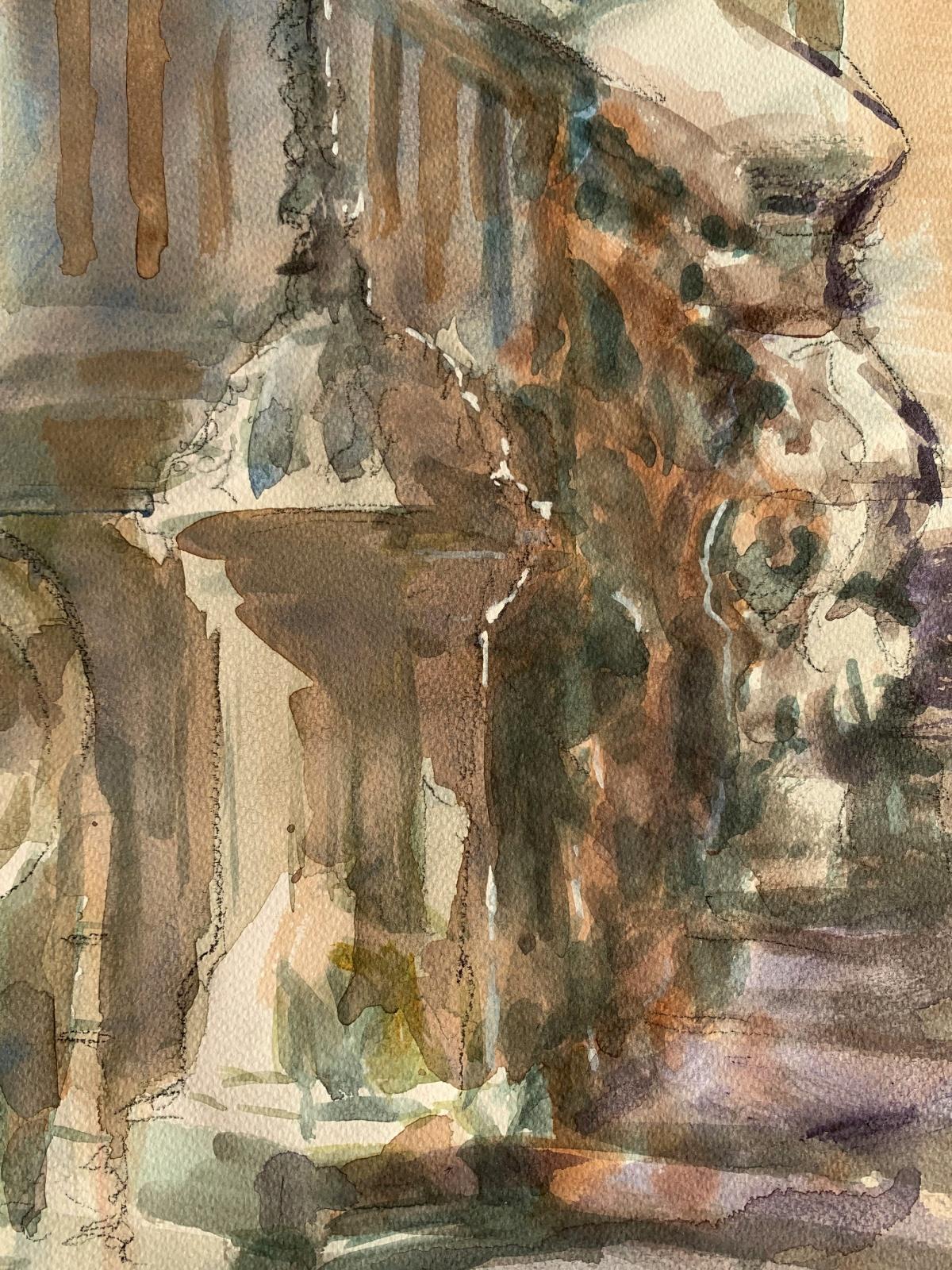 Town hall in Danzig, Polen. Aquarell auf Papier, Classic, Polnischer Künstler (Sonstige Kunststile), Art, von Włodzimierz Karczmarzyk