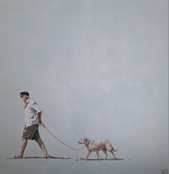 Beach. Walk. . Figurative Acrylic Painting, Minimalism, Pop art, Polish art