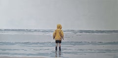 Strand. Im Regen. Figurative Acrylmalerei, Minimalismus, Pop-Art