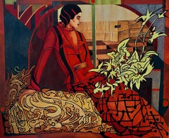 Yellow flowers - XXI Century, Woman, Contemporary Figurative Oil Painting