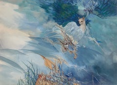Schizophrénie. Peinture à la gouache contemporaine, Abstraction, Chat, Artiste polonais