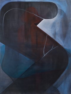 The Cocoon - Large Abstract Figurative Acrylic on Canvas Painting, Grey & Black