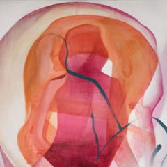 Waive - Large Abstract Figurative Acrylic on Canvas Painting Pink & Black
