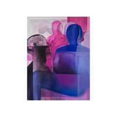 He - Large Abstract Figurative Acrylic on Canvas Painting Pink & Black