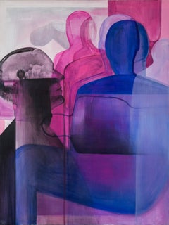 He - Large Abstract Figurative Acrylic on Canvas Painting Pink & Black