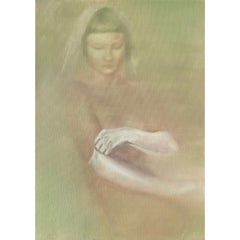 Sospesa nel tempo – Dipinto figurativo a olio su tela sulla condizione femminile