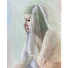Sospesa nel tempo – Dipinto figurativo a olio su tela sulla condizione femminile