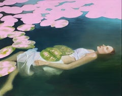 Sospesa nel tempo - Ofelia - Dipinto figurativo a olio su tela: la condizione femminile