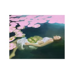 Suspended in Time - Ophelia - Figurative Oil on Canvas Painting Status of Women