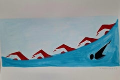 The race. Figurative Painting on Paper, Young art, Vibrant, European art
