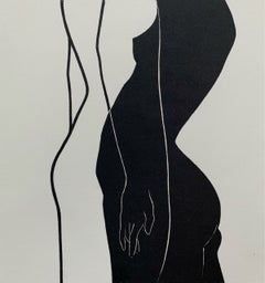 Espacio conjunto - Artista joven, Grabado figurativo, Linograbado, Blanco y negro
