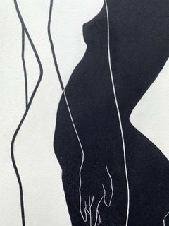 Espacio conjunto - Artista joven, Grabado figurativo, Linograbado, Blanco y negro