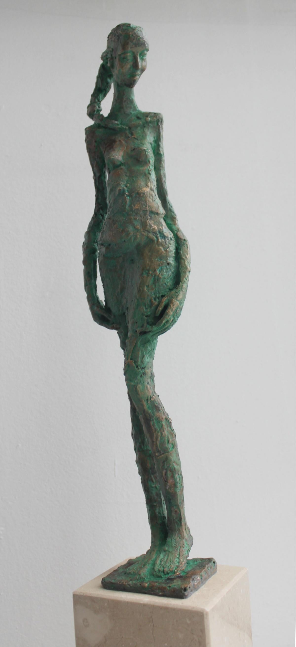 Woman - XXI century, Figurative sculpture, Bronze and marble, Nude - Sculpture by Jadwiga Lewandowska