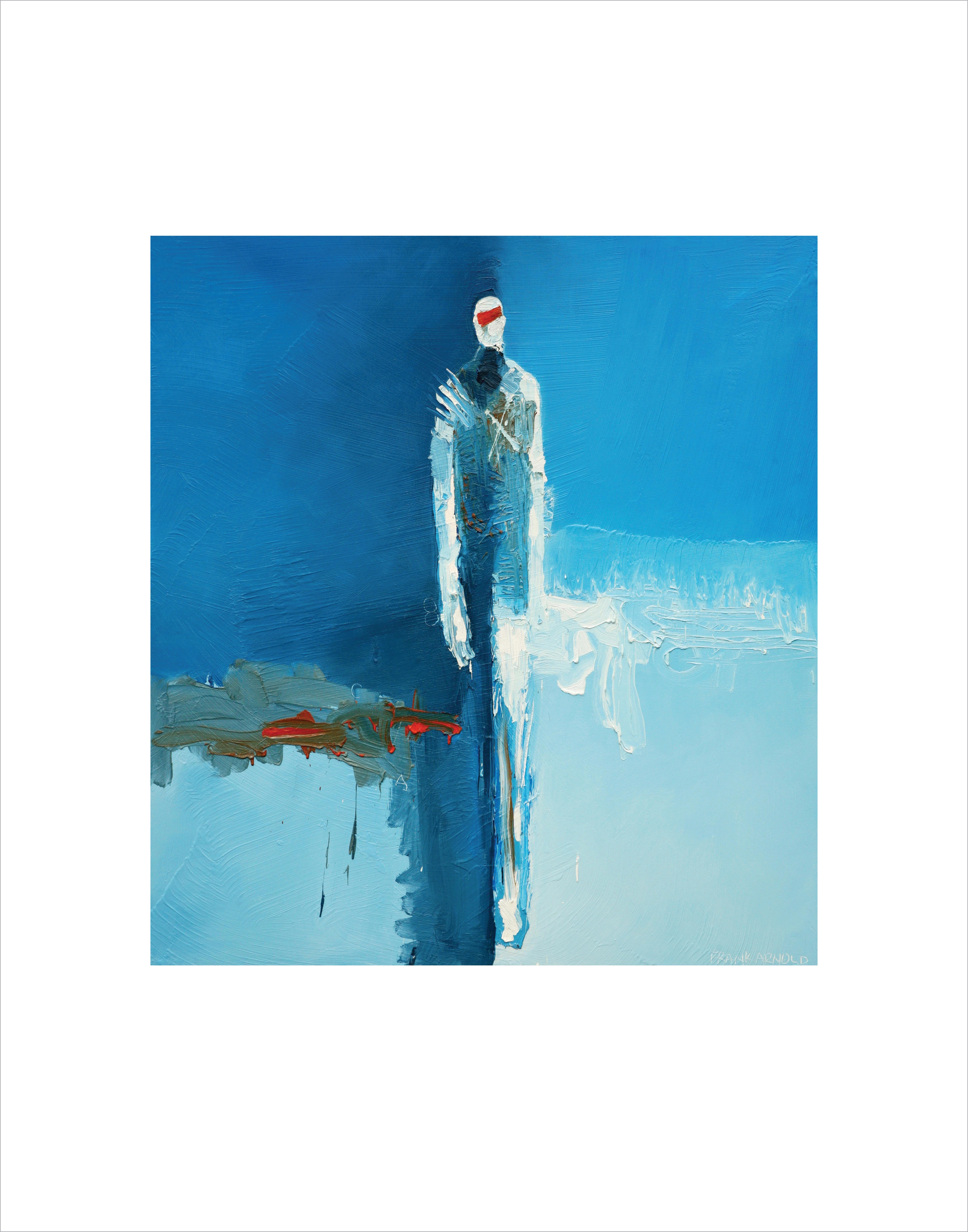 Signed Print of “Looking Man”  - Blue Abstract Print by Frank Arnold