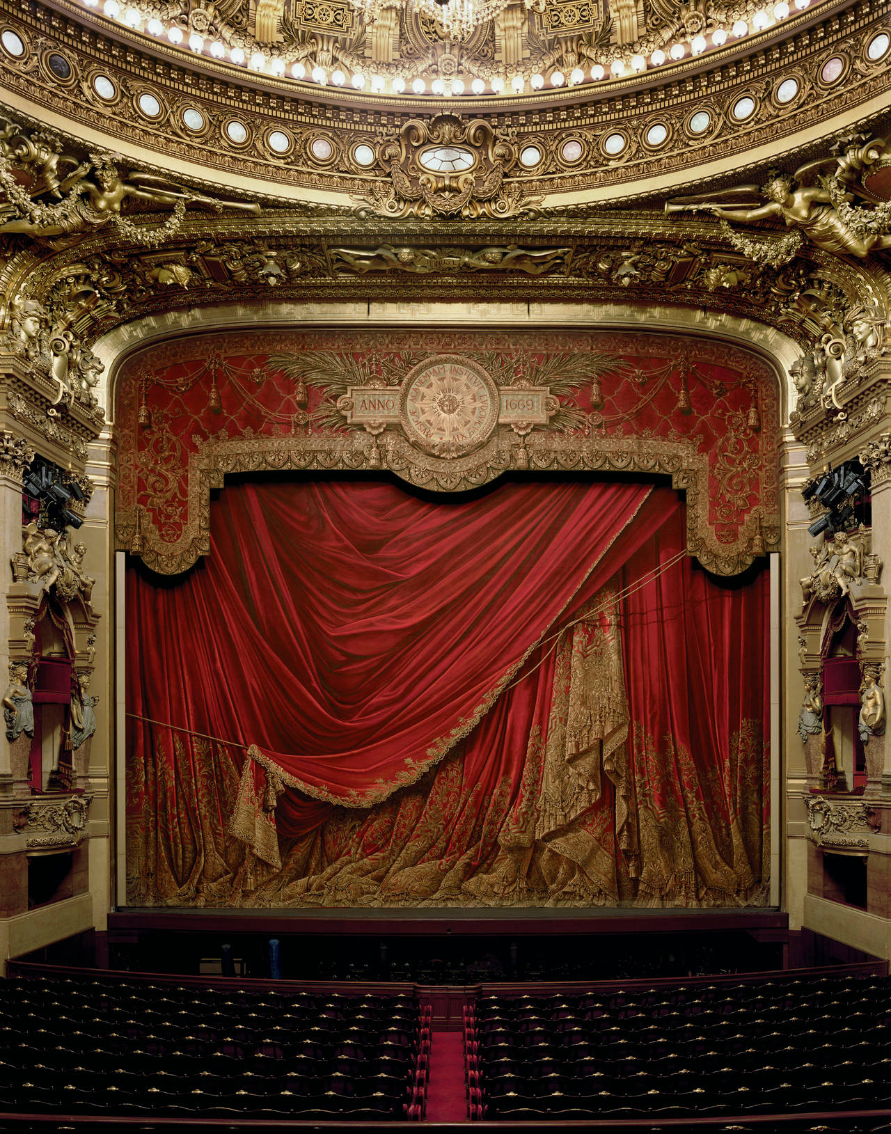 David Leventi Color Photograph - Curtain, Palais Garnier, Paris, France