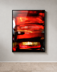 Ruby Abstract Photography Print on Plexiglass, Contemporary, Framed